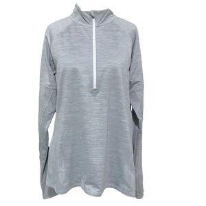 Athleta Quarter Zip Pull-Over Sweater Mock Neck in Gray Size XLARGE